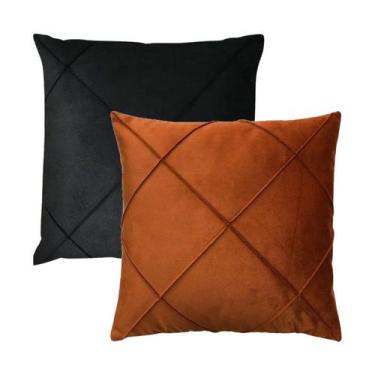 Imagem de Kit 2 Capas para Almofada Drapeada em Veludo Quadrada 43x43 com Enchim