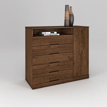 Imagem de Cômoda Portugal 5 Gavetas Com Sapateira 2018 Brauna