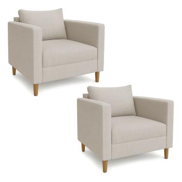 Imagem de Kit 2 Poltronas Decorativa Helena Linho Bege Dal Poz Estofados
