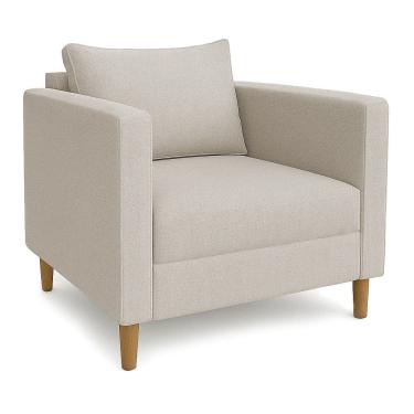 Imagem de Poltrona Decorativa Helena Linho Bege Dal Poz Estofados