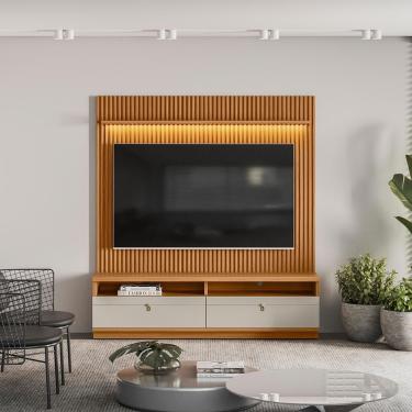 Imagem de Estante Home Ripada 180Cm Aloha Para Tv Até 75 Nature/Off White