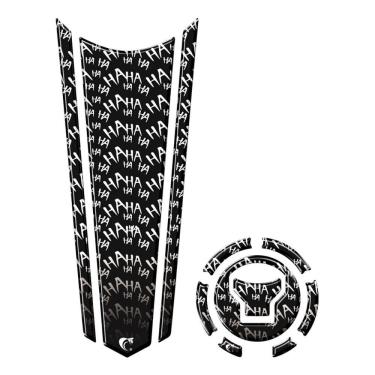 Imagem de Adesivo Faixa Gravata Tanque E Bocal Moto Resinado Hahaha Preto