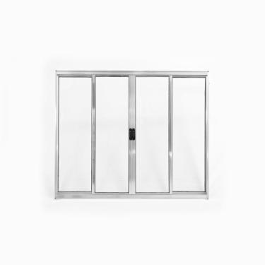 Imagem de Janela Alumínio De Correr 100x200cm 4 Folhas Sem Grade Plus Lux Esquadrias Natural