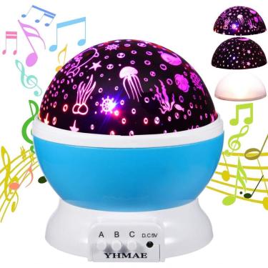 Imagem de Luminária Baby Starry Ocean Music Night Light Projector Lullaby Para Crianças Azul