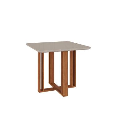 Imagem de Mesa Para Sala De Jantar Quadrada Com Vidro 95cm Flora Cinamomo-off White