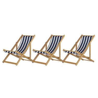 Imagem de Kit 3 Cadeira Espreguiçadeira Dobrável S-b-l Azul-branco