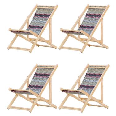 Imagem de Kit 4 Cadeira Espreguiçadeira Dobrável S-b-chevron Vermelho