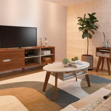 Imagem de Mesa De Centro Diva 2 Nichos Off White/cedro