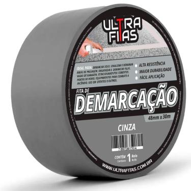 Imagem de Fita De Demarcação Pvc 30 Metros Sinalização Cores Variedade Cinza