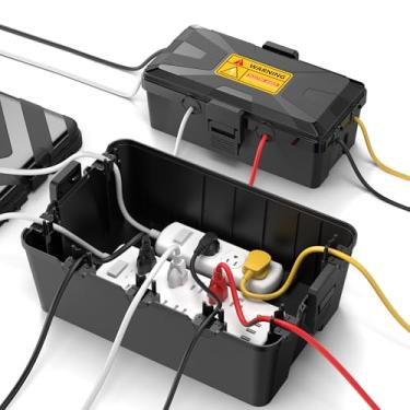 Imagem de Gotsblock Caixa Elétrica Grande Para Áreas Externas, Pacote Com 2 Capas À Prova D'Água Extensão De Cabos, Tomadas Ip54, Filtro Linha Proteção, Temporizador, Tomada, Plugue, Luzes Natal, Preto