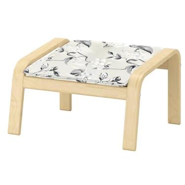 Imagem de Vepping Lude Capa de poltrona Pattened com forro acolchoado, serve para poltrona IKEA Poäng, 100% algodão, almofada não incluída (cinza lírio, apoio para pés tipo 1)