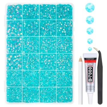 Imagem de qiipii Strass De Resina Aquamarine Ab Com Cola B7000 Para Joias Artesanato Deslumbrante 2 Mm 3 4 5 6 Lago Azul Flatback Pedras Gelatina Diamantes Pingentes Unhas Rosto Maquiagem Copos Roupas
