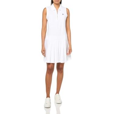 Imagem de Tommy Hilfiger Vestido feminino sem mangas com gola frontal e zíper, Branco brilhante, M