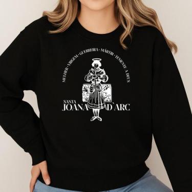 Imagem de Moletom Gola Careca Estampa Santa Joana D'arc 018 Modinha Cristã Catól