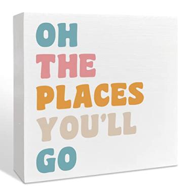 Imagem de NKBINLILI Placa De Caixa Madeira Para Sala Jogos, "Oh, Os Lugares Que Você Vai", Decoração Inspiradora Mesa Aula E Educação Domiciliar, Motivacional Quarto Bebê, Presentes Chá Bebê Recém-Nascidos