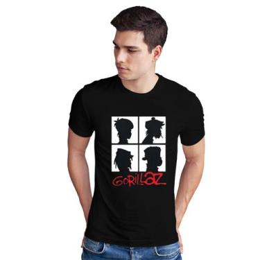 Imagem de Camiseta Gorillaz 4 Figuras Camisa Estampada Banda Rock Básica Unissex