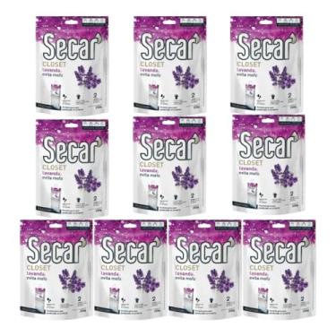 Imagem de Kit Com 10 Desumidificador Secar Closet Lavanda Kids Sem Perfume 250g Antimofo Com Aroma Suave Para Armários Roupas Ambientes Fechados (10, Lavanda)