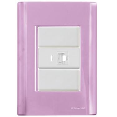 Imagem de Cj Tomada RJ45 RJ 45 Ethernet Giz Rosa completo pronto