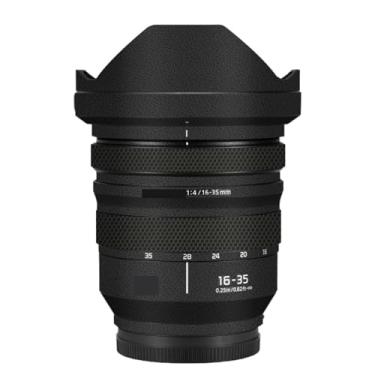 Imagem de Adesivo de lente de câmera revestimento protetor de corpo película protetora decalque skin para Panasonic Lumix S 16-35mm F4 16 35 F 4 (couro preto)