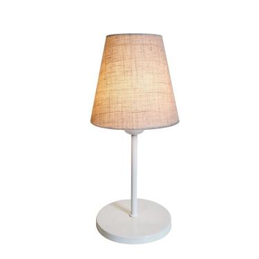 Imagem de Abajur de Mesa Md-2005 Base Aluminio Branco Cúpula em Tecido Cone Rustico Bege - Bivolt