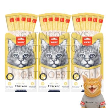 Imagem de Petisco para Gatos Wanpy Creamy Truly Churu Premium – Sabor Frango – 15 Tubos de 14g (Total 210g)