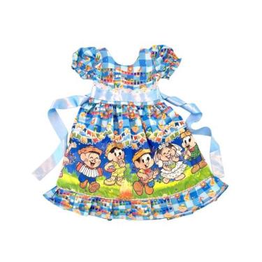 Imagem de Vestido infantil festa junina caipirinha - Kids, Mônica azul, 4/6 anos