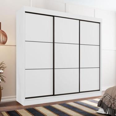 Imagem de Guarda Roupa 2,30m Casal 3 Portas Correr 8 Gavetas Tokio Branco - Rud 