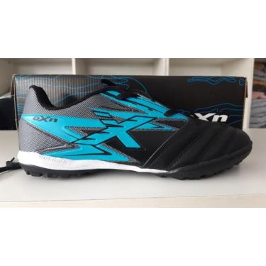 Imagem de Chuteira OXN Aragon 2 Society, Grafite, Ciano, Preto, 39