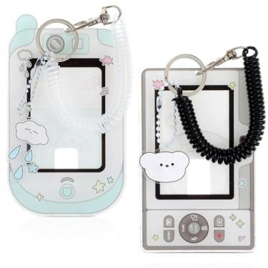 Imagem de Mabor 2 peças de porta-cartões de foto de desenho animado, porta-cartões de foto, porta-chaves fofos porta-crachás de identificação, porta-cartões de foto de proteção de acrílico, com pingente de urso