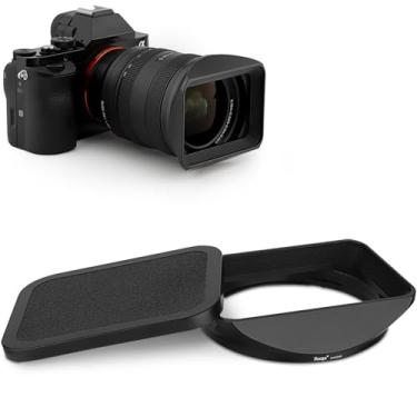 Imagem de Haoge LH-E245 Para-sol de lente quadrada de metal para Sony FE 24-50 mm F2.8 G Sombra baioneta com tampa no Sony A7CR a7cii A7R4