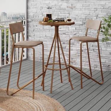 Imagem de Conjunto Mesa Alta Bistrô 109,5cm MDP + 2 Banquetas Altas FR - Carraro