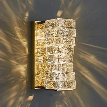 Imagem de Crystal Wall Scoe Modern Geometric Led Scoes Luminárias De Parede 10w Warm Lihgt Lâmpada Montada Na Parede Interna Para Quarto Sala De Estar Corredor Banheiro Banheiro Luz De Vaidade, Gold, S