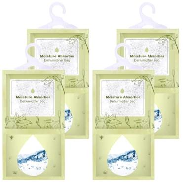 Imagem de Pacote com 4 sacos para desumidificador de armário de 160 ml, sem fragrância, pacotes de umidade para armários de cozinhas