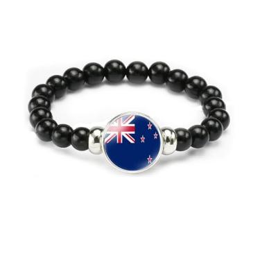 Imagem de vmcoatdu Pulseira de bandeira nacional com contas de corda elástica apoia seu país viagem lembrança presentes para homens e mulheres, One size, Liga metálica, Vidro