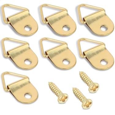 Imagem de Ganchos de armação em D triangulares pequenos da GCA, orifício único com parafusos, dourado (100 peças)