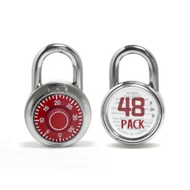 Imagem de XanHen Cadeados combinados com corpo de metal, uso interno para armários de academia e escola, vermelho, pacote com 48