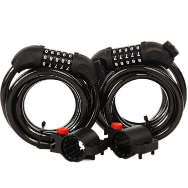 Imagem de SEPOX® Pacote com 2 peças, combinação de cabos extralongos de 1,8 m, cadeado de segurança retrátil de 5 dígitos, cabo antiferrugem resistente de 12 mm para bicicleta, scooter, portão, equipamento ao