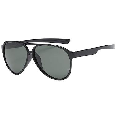 Imagem de Óculos de sol unissex polarizado ultra leve e flexível Polarspex Classic Aviator (preto brilhante | Oliva polarizada, 56)