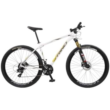 Imagem de Bike Aro 29 Rino Xr 3x8 Freio Hidraulico Cambio Shimano K7 Susp Dourada (Branco, 21)