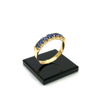 Imagem de Meia Aliança Ouro 18k 7 Safiras Natural K580 Pedra Azul - Fab Joias, 1