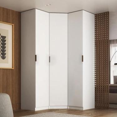 Imagem de Guarda Roupa de Canto Obliquo 3 Portas MDF Altezza Clean Belmax, Branc