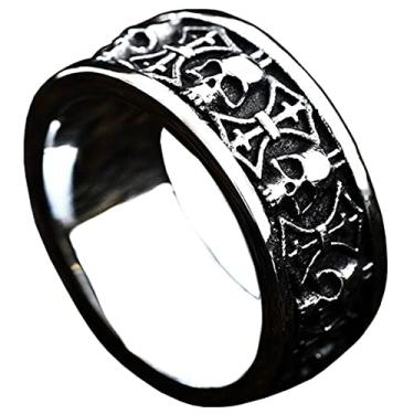 Imagem de ZMY Home Anel de caveira da morte para homens, joias de aço inoxidável, anéis de motociclista, anel de morte assustador, crânio para presentes, Metal, Sem pedra preciosa