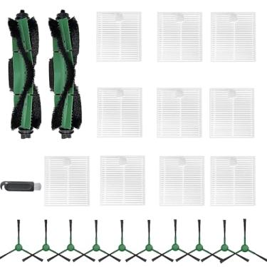 Imagem de Peças de reposição compatíveis com aspirador iRobot Roomba Y0110 Y013420 Y0140 Y054020 Q011 Q0120 Q052, escova de 2 rolos e 10 filtros Hepa e 10 escovas laterais