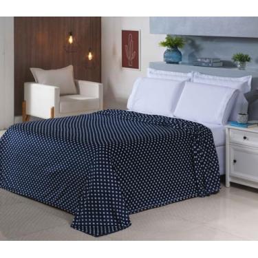 Imagem de Manta Soft Anti Alérgica Queen Andreza – Estampa Poá Elegante, Conforto Extremo e Toque Aveludado (Azul)