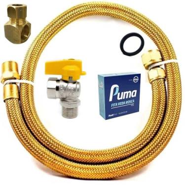 Imagem de Kit Registro para Gás com Regulador e Mangueira 80cm, Compatível com GN e GLP