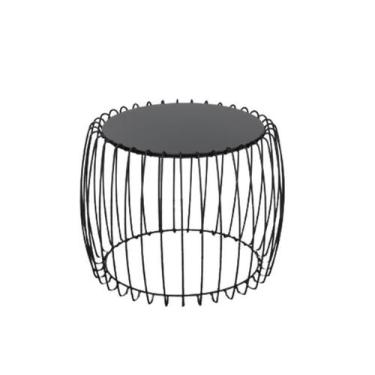 Imagem de Mesa Centro Creta Tampo Vidro Preto Base Aço Preto 42cm - 69837 - Sun 