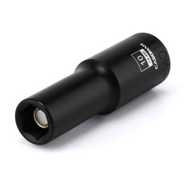 Imagem de CASOMAN Soquete magnético de impacto de 10 mm de profundidade, métrico, 6 pontos, CR-MO com acabamento de fosfato preto