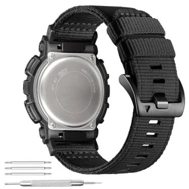 Imagem de Abanen Pulseira de relógio de nylon resistente para Casio gshock DW-5600/8900, pulseira esportiva ajustável para GA-100/GW-B5600/GB-5600 /GW-6900 (preto)
