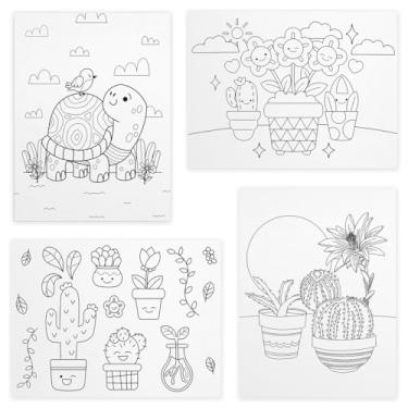 Imagem de Tela Para Pintura Infantil Colorir Pintar Kit 4 Unidades Canvas 30x40cm (Natureza)