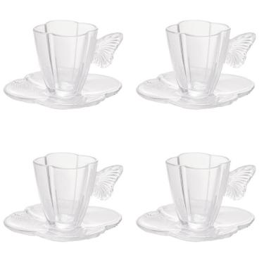 Imagem de Conjunto Com 4 Xí­caras E Pires Para Chá Wolff Butterfly Transparente
